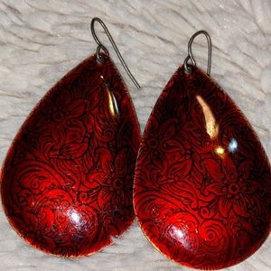 Red teardrop earrings